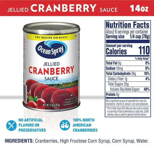 Ocean Spray Jellied Cranberry Sauce, 14 oz Can