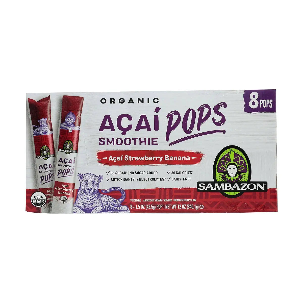 Sambazon ORGANIC ACAÍ SMOOTHIE POPS, 12 oz