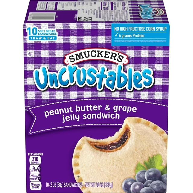 Uncrustables | Peanut Butter & Grape Jelly Sandwich, 10 Count