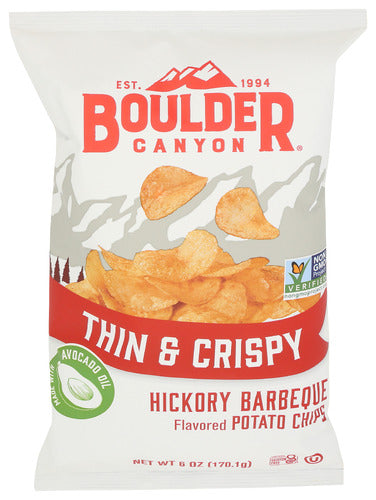 Boulder Canyon Avocado Oil Thin & Crispy Hickory BBQ Potato Chips, 6 oz