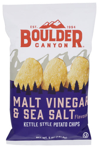 Boulder Canyon Malt Vinegar & Sea Salt Kettle Style Potato Chips, 5 oz