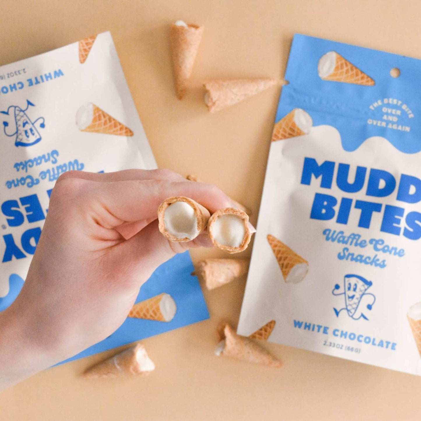 Muddy Bites White Chocolate Bite-Sized Waffle Cones Snacks