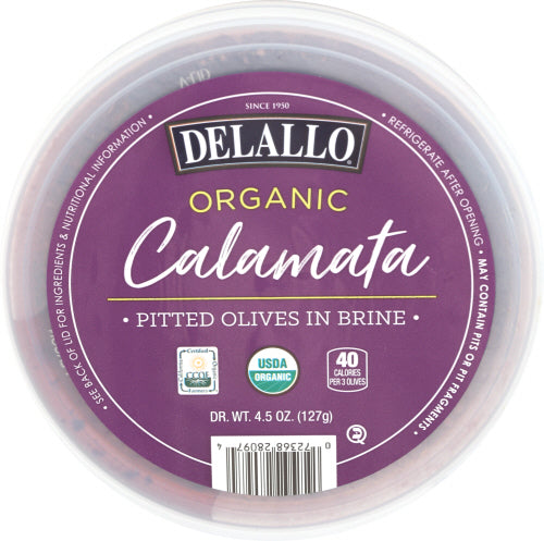 Delallo Organic Greek Calamata Pitted Olives, 4.5 oz