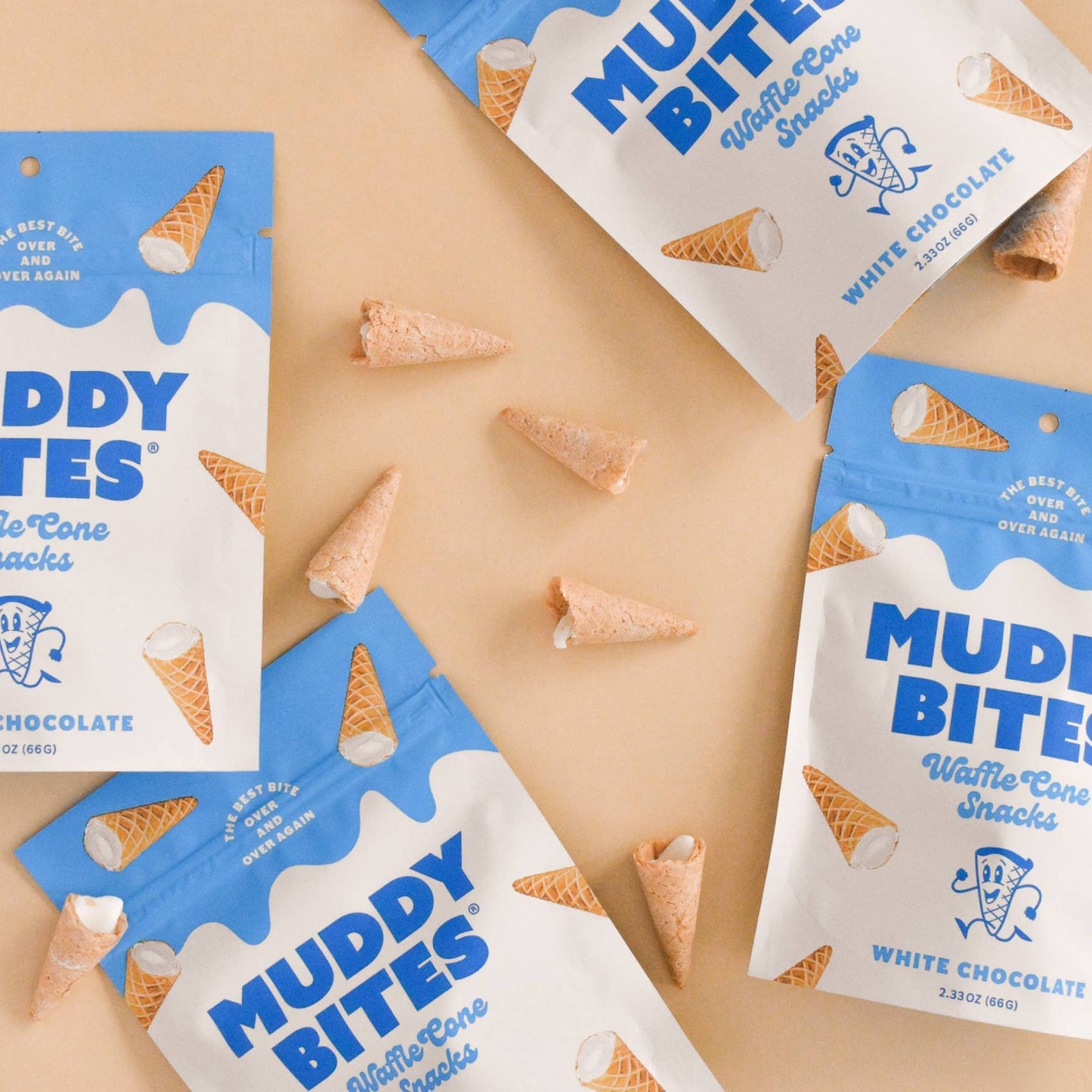 Muddy Bites White Chocolate Bite-Sized Waffle Cones Snacks