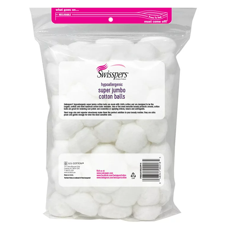 Swisspers Premium Super Jumbo 100% Cotton Balls 70Ct