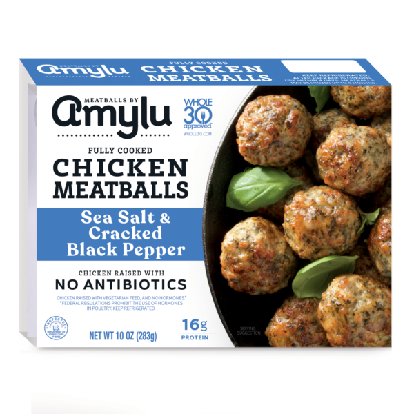 Amylu Meatballs, Sea Salt & Cracked Black Pepper, Antibiotic Free, 10 oz