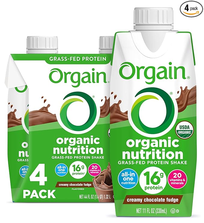 Orgain Organic Nutrition Grass-Fed Protein Shake Creamy Chocolate Fudge 4PK