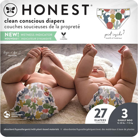 The Honest Company Cactus Cuties Style Clean Conscious Diapers, Size 4, Parabens Free, 27 Pack