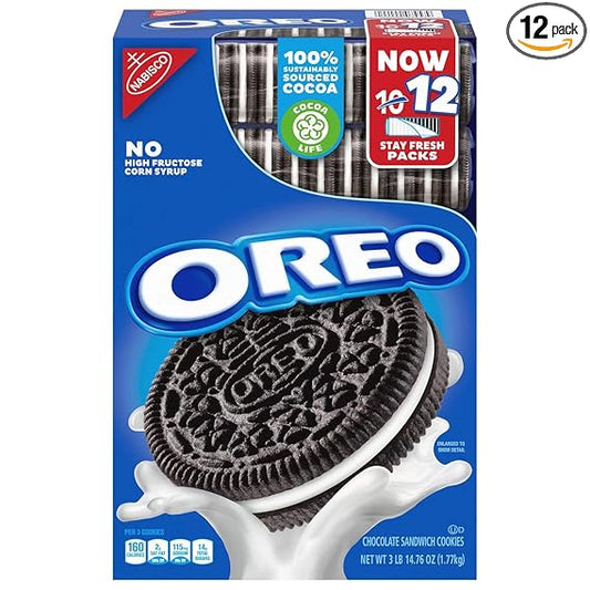 OREO Chocolate Sandwich Cookies Stay Fresh Packs, 12 ct