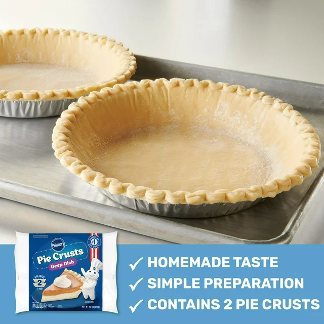 Pillsbury Deep Dish Pie Crusts, Frozen Pie Dough, Two 9" Pie Crusts & Pans