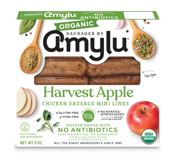 Amylu Harvest Apple Mini Chicken Sausage Links, Antibiotic Free