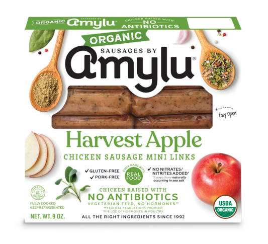 Amylu Harvest Apple Mini Chicken Sausage Links, Antibiotic Free