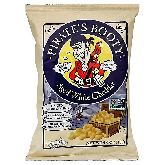 Pirate's Booty, Aged White Cheddar Rice and Corn Puffs, Non-GMO, 6 Pack