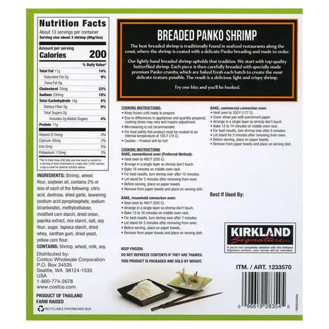 Kirkland Signature Breaded Panko Shrimp, 2.5 lbs