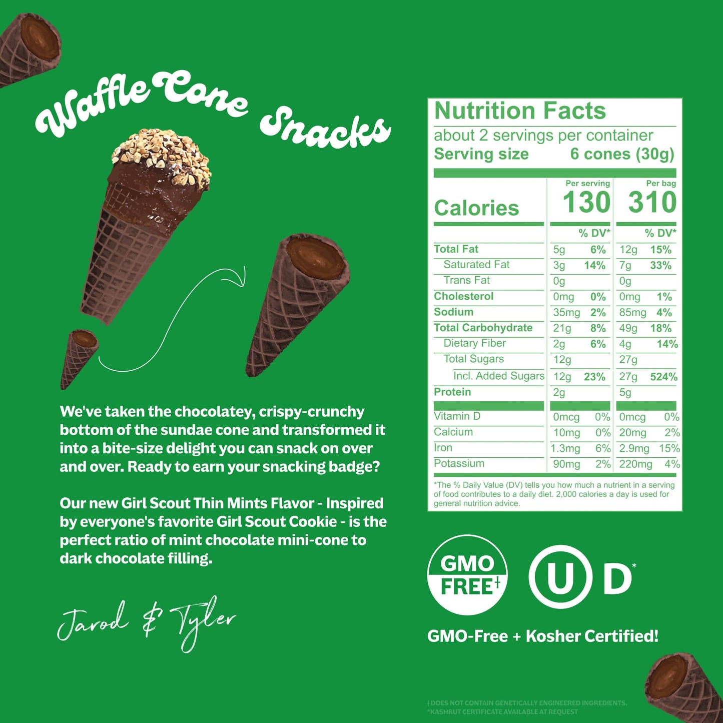 Muddy Bites Thin Mint Bite-Sized Waffle Cones Snacks