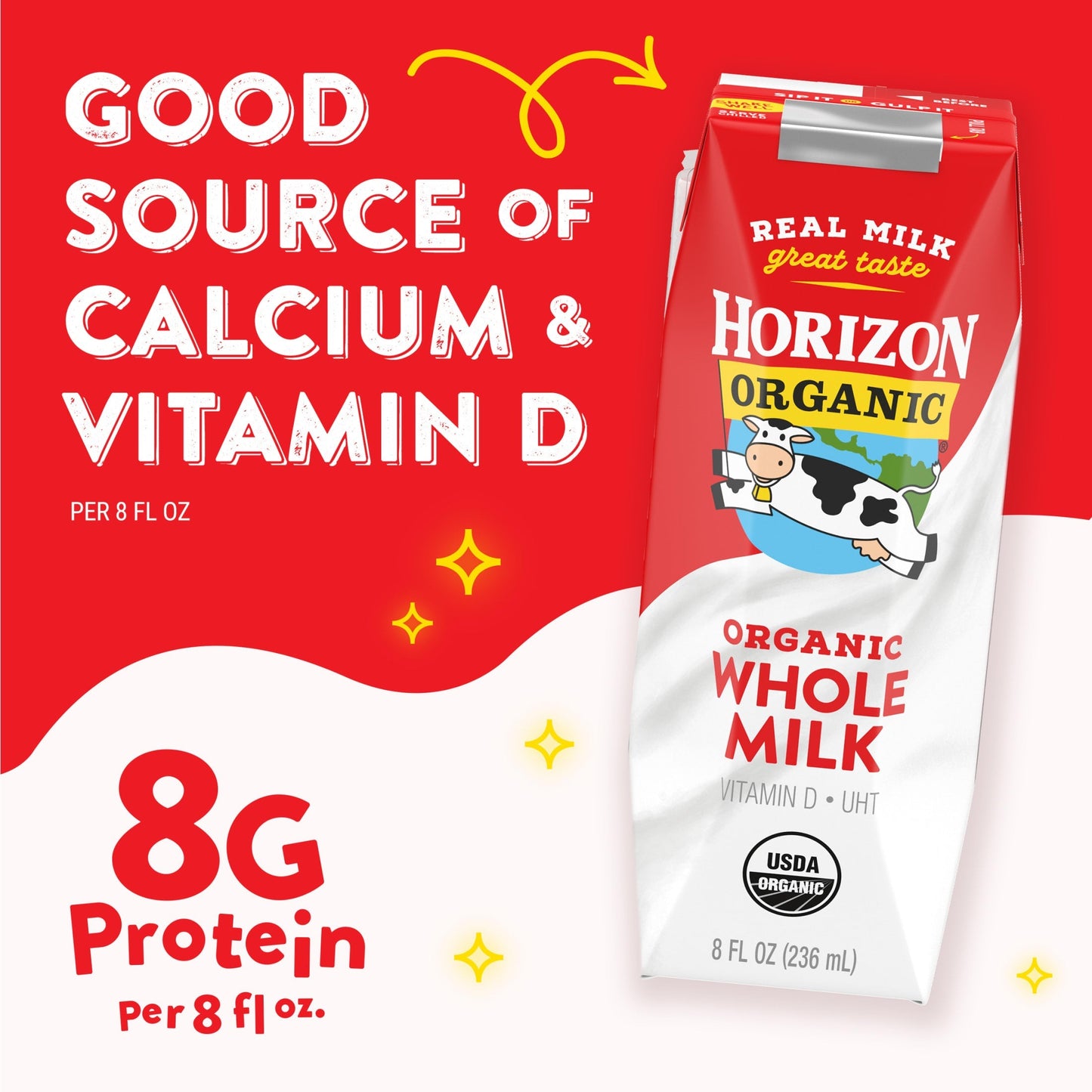 Horizon, Organic Whole Milk, 8 fl oz, 6-Count