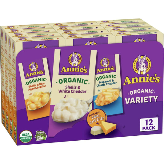 Annie's Organic Macaroni and Cheese Dinners, Variety Pack, 12 Boxes, 72 oz.