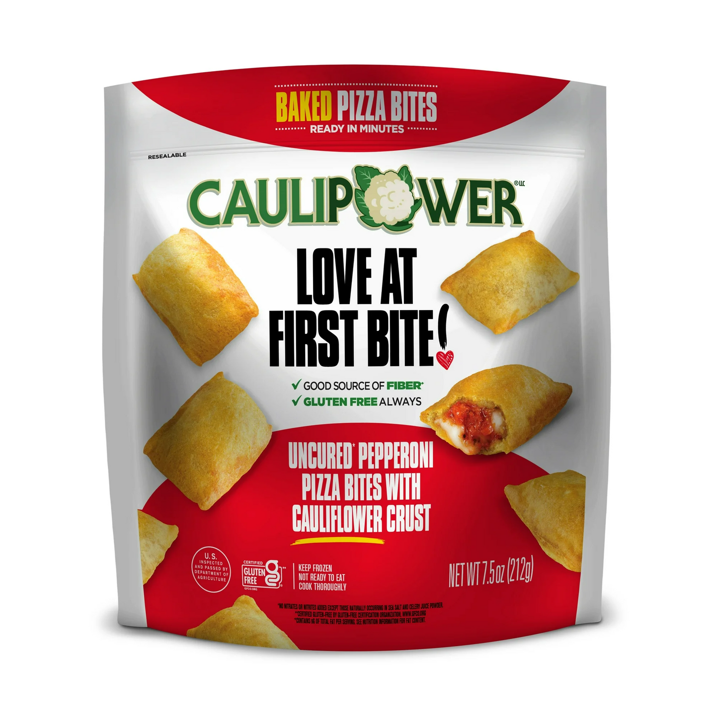 Caulipower Cauliflower Uncured Gluten-Free Pepperoni Pizza Bites, Frozen, 7.5 oz