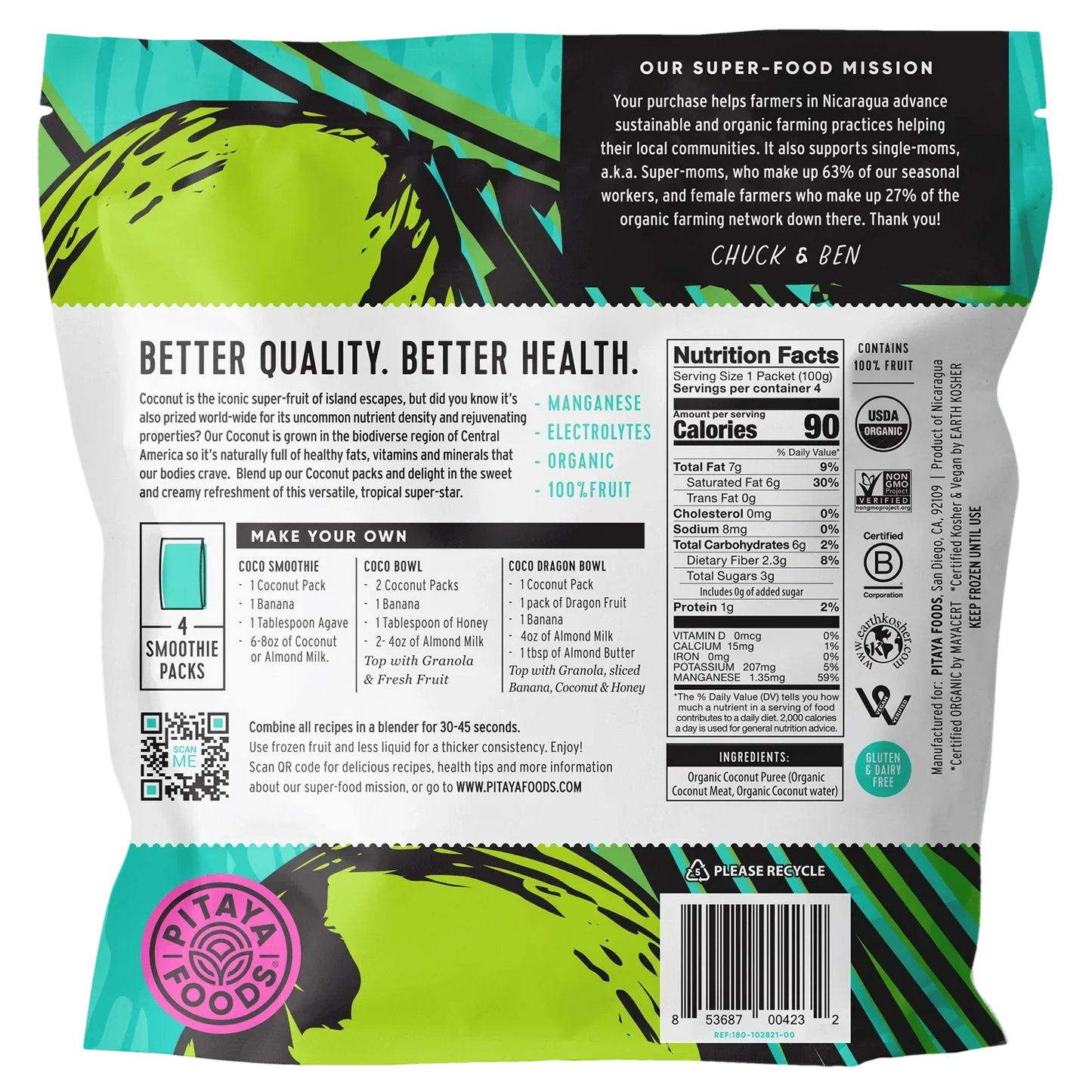 Pitaya Foods Organic Coconut Smoothie Packs