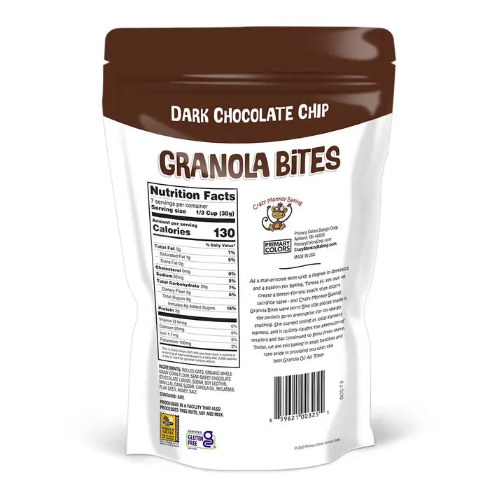 Crazy Monkey - Dark Chocolate Chip Granola Bites - 7.5 oz.