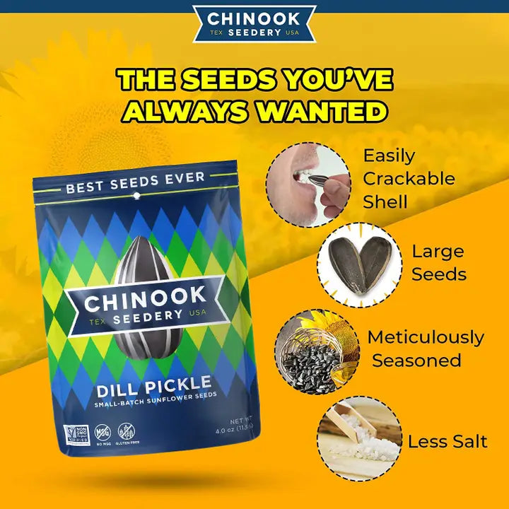 Chinook Seedery - Dill Pickle Sunflower Seeds | 1.5 oz Pack | Vegan Snacks