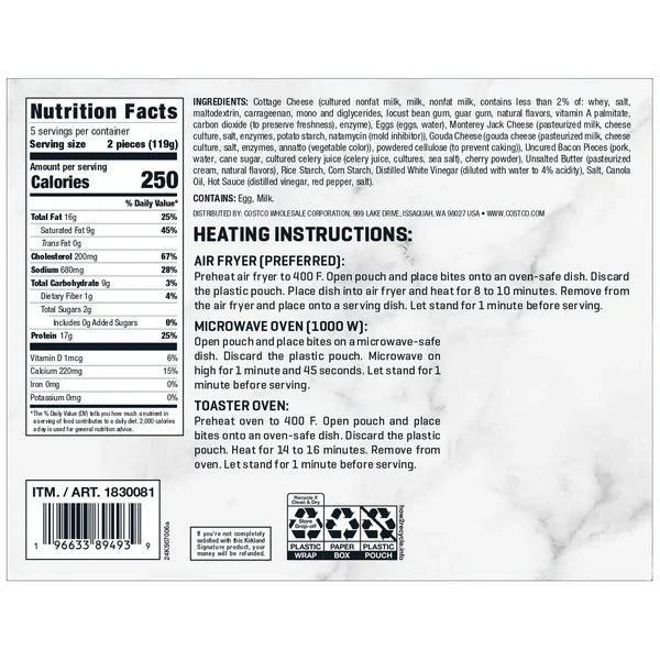 Kirkland Signature Uncured Bacon & Gouda Egg Bites, 21 oz