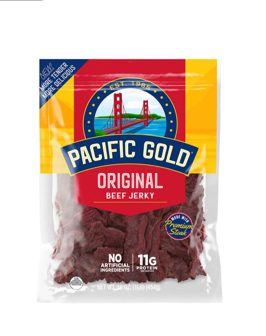 Pacific Gold Beef Jerky, Original, 16 oz