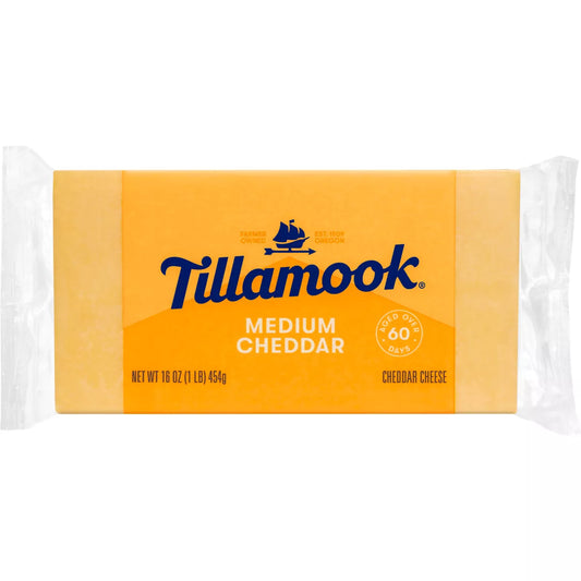Tillamook Cheese Med Yellow Cheddar, 1 lb