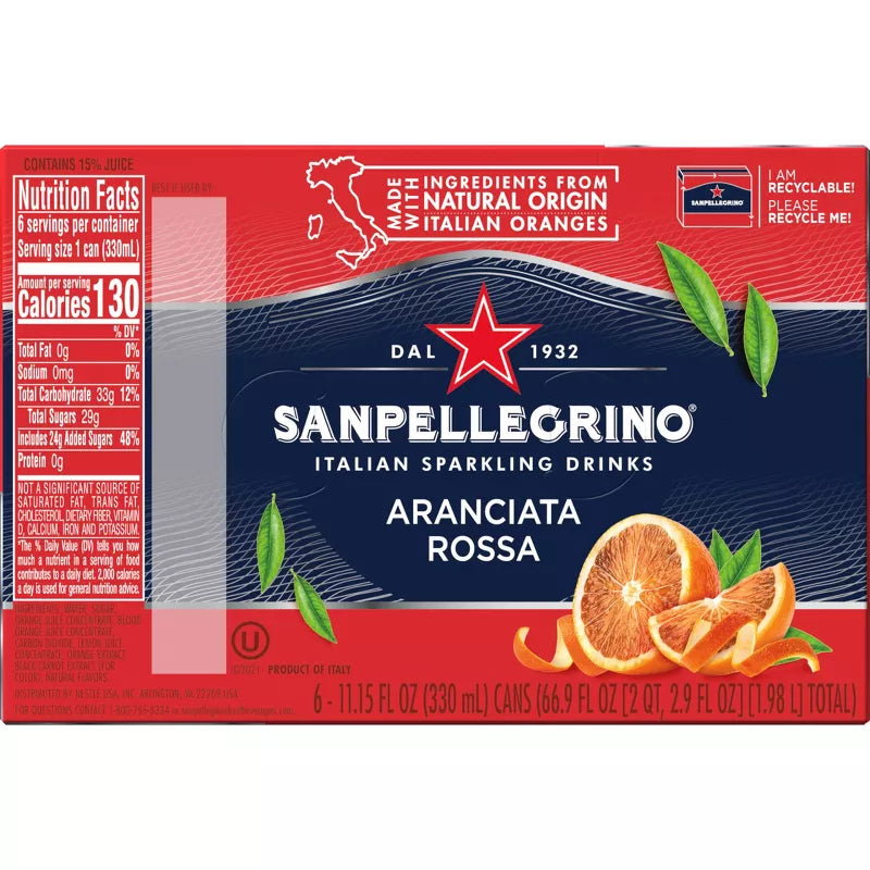 Sanpellegrino Blood Orange Italian Sparkling Beverage - 6pk/11.15 fl oz Cans