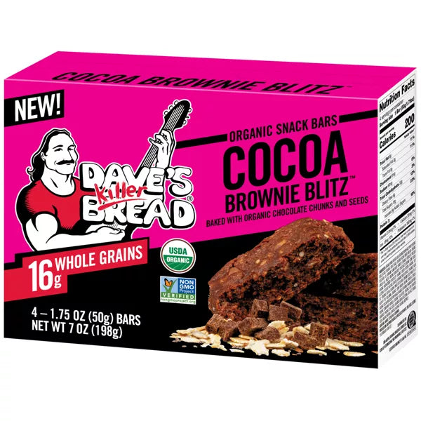 Daves Killer Bread Organic Snack Bars Cocoa Brownie Blitz 7oz