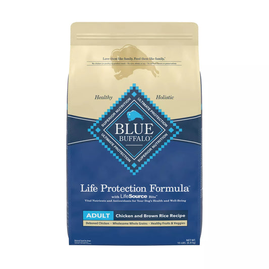 Blue Buffalo Life Protection Chicken and Brown Rice Natural Adult Dry Dog Food, 15 lbs