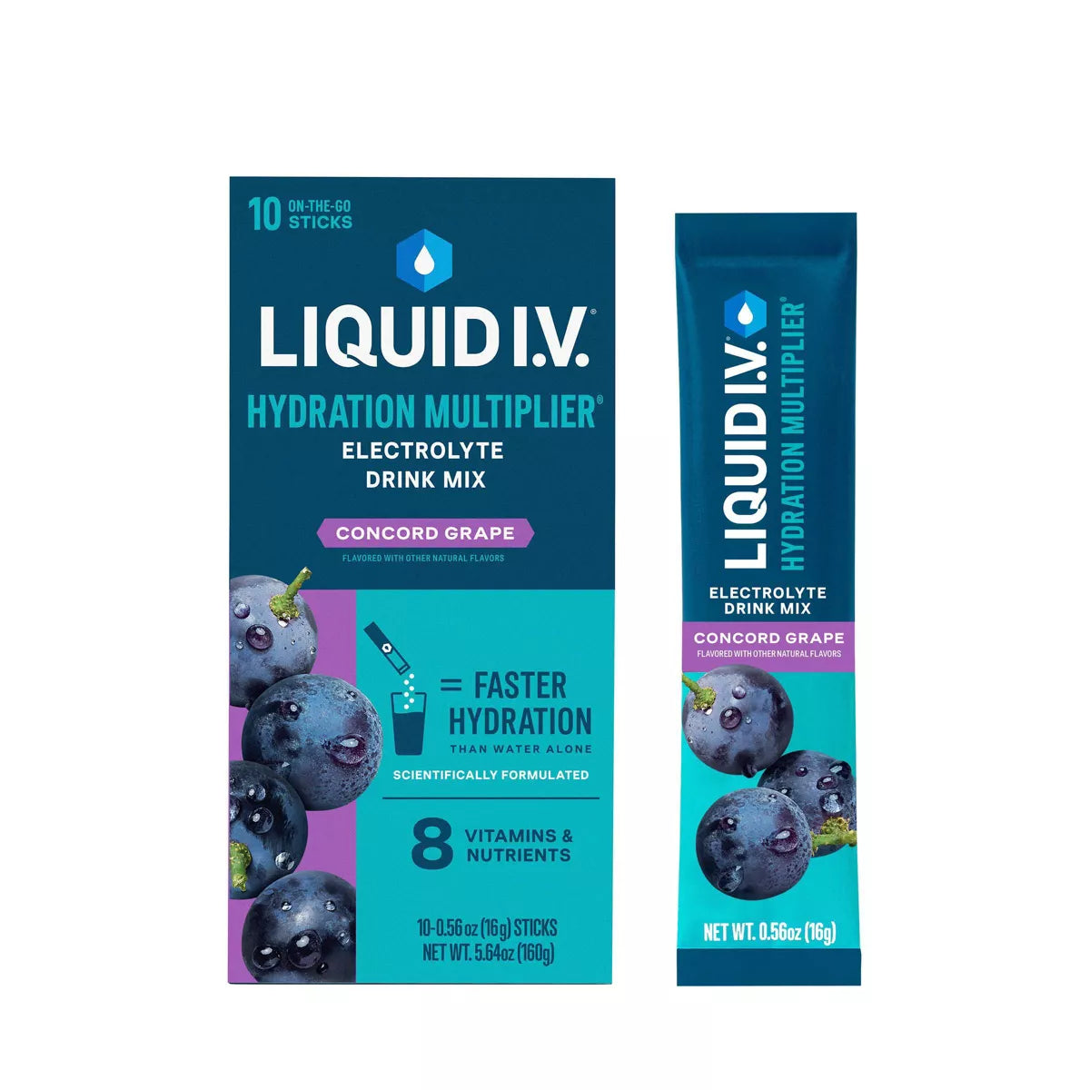 Liquid I.V. Hydration Multiplier Vegan Powder Electrolyte Supplements - Grape - 0.56oz each/10ct