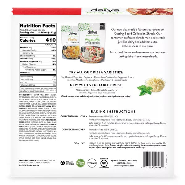 Daiya Gluten Free Meatless Peperoni Pizza 16.7oz