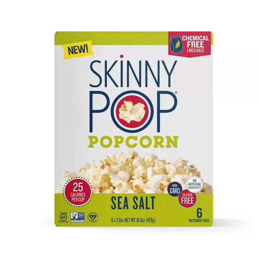SkinnyPop Microwave Sea Salt Popcorn, 16.8 oz