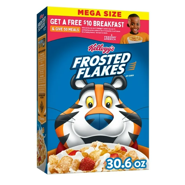 Kellogg's Frosted Flakes Original Breakfast Cereal, Mega Size, 30.6 oz Box