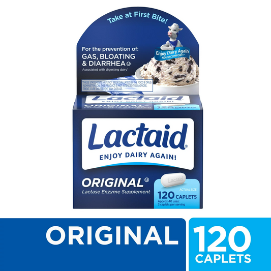 Lactaid Original Strength Lactose Intolerance Relief Caplets, 120 ct