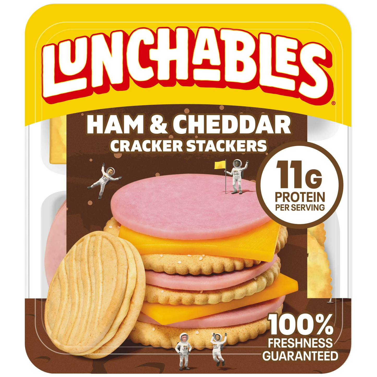 Lunchables Ham & Cheddar Cheese Cracker Stackers Kid Lunch Snack, 3.5 oz Tray