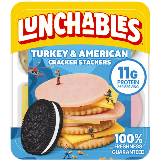 Lunchables Turkey & American Cheese Cracker Stackers with Cookies | 3.4oz Tray