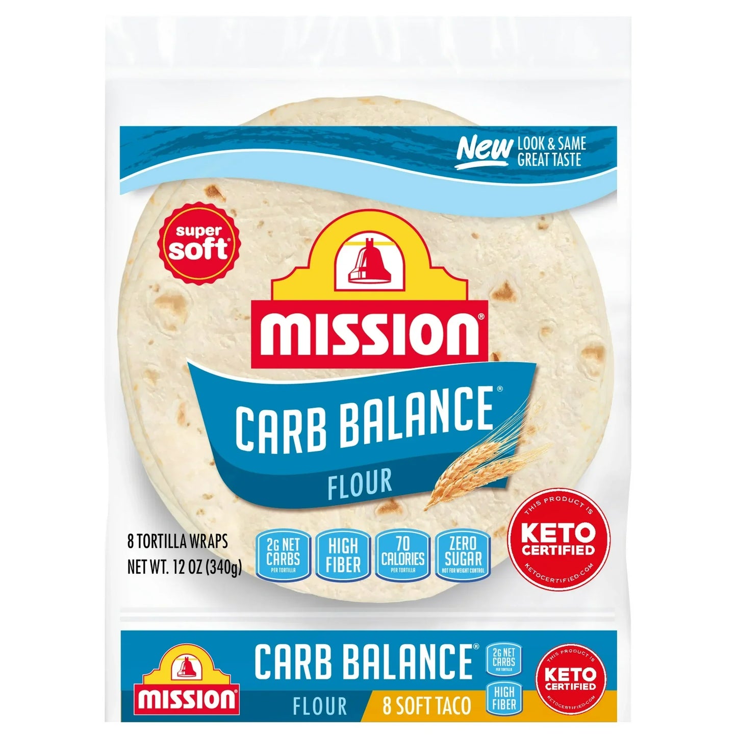 Mission Super Soft Carb Balance Soft Taco Flour Tortillas, 12 oz, 8 Count