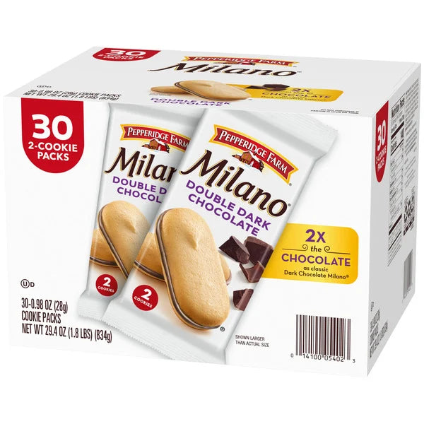 Pepperidge Farms Milano Double Dark Chocolate Cookies 30 ct, .98 oz
