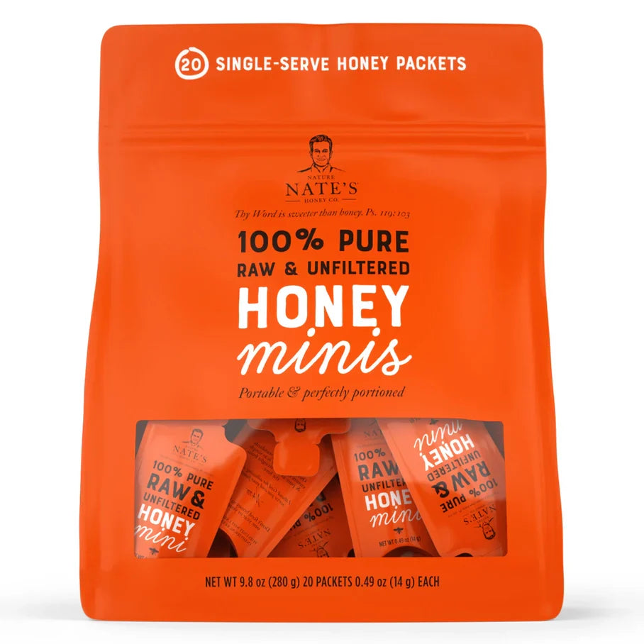 Nature Nate's Raw and Unfiltered Honey Minis, 20ct Bag