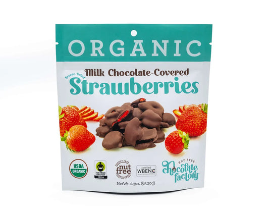 Chocolate Factory Organic Milk Chocolate Covered Freeze Dried Strawberries 2.3 oz