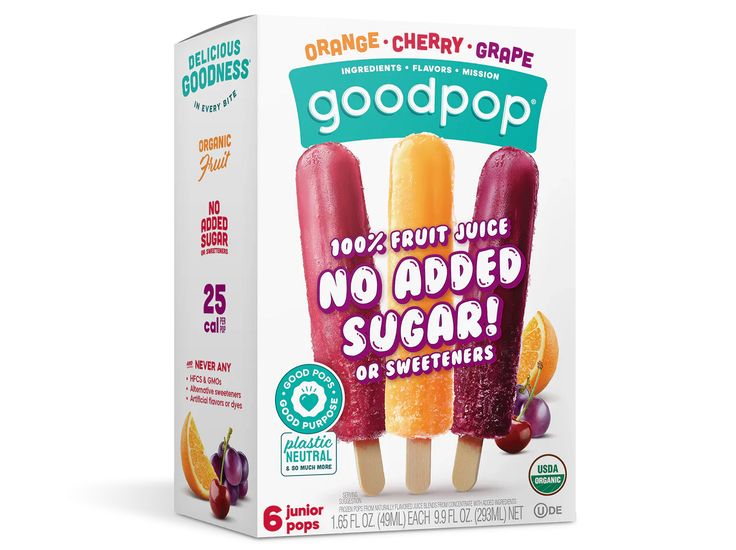 goodpop - Orange • Cherry • Grape No Added Sugar - 6PK