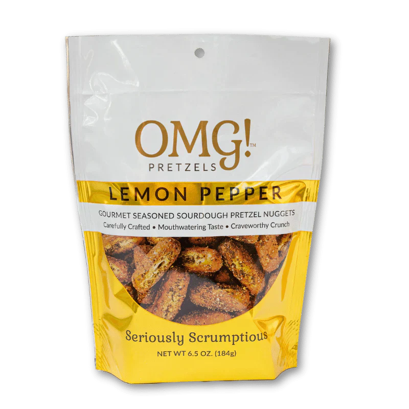 OMG! Pretzels Lemon Pepper Seasoned Sourdough Pretzel Nuggets