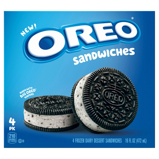 Oreo Frozen Dairy Dessert Ice Cream Sandwiches, 4 Count, 1 Pack, 16 oz