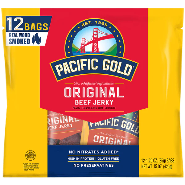 Pacific Gold Beef Jerky, Original, 1.25 oz, 12 ct