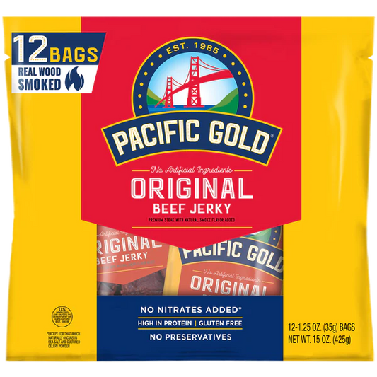 Pacific Gold Beef Jerky, Original, 1.25 oz, 12 ct