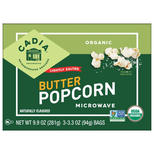 Cadia Organic Lightly Salted Microwave Popcorn, 3 pack, 9.9 oz