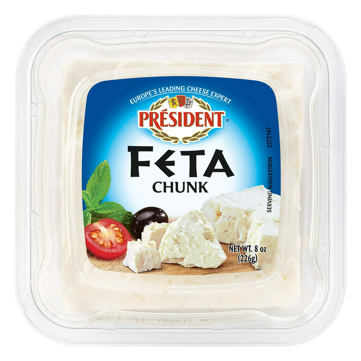 President All-Natural Feta Cheese Block, 8 oz (Refrigerated)