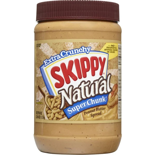 SKIPPY Natural SUPER CHUNK Peanut Butter Spread, 7 G Protein Per Serving, 40 oz